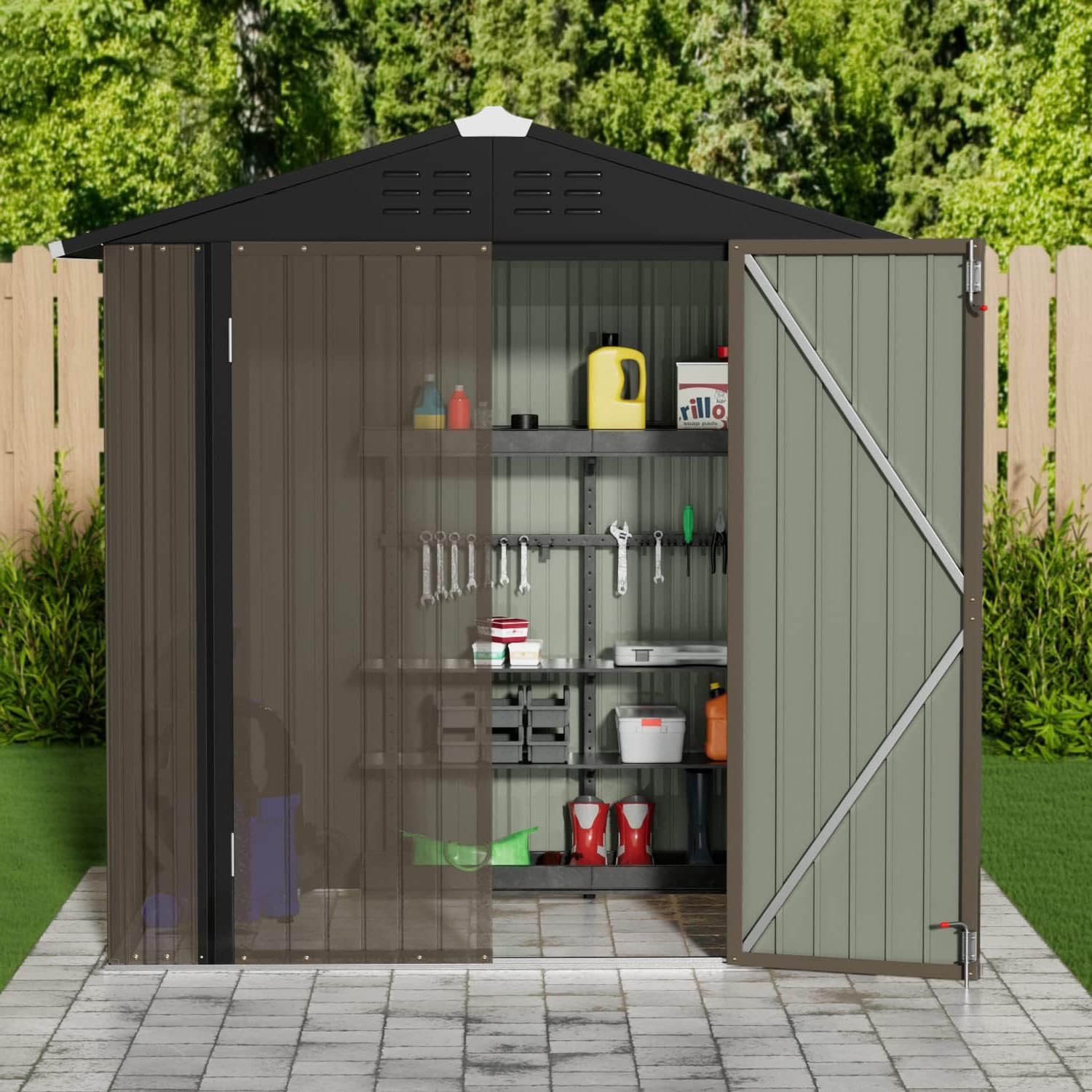 Garden Tools - Metall-Geräteschuppen für den Außenbereich, 6x4 Fuß,