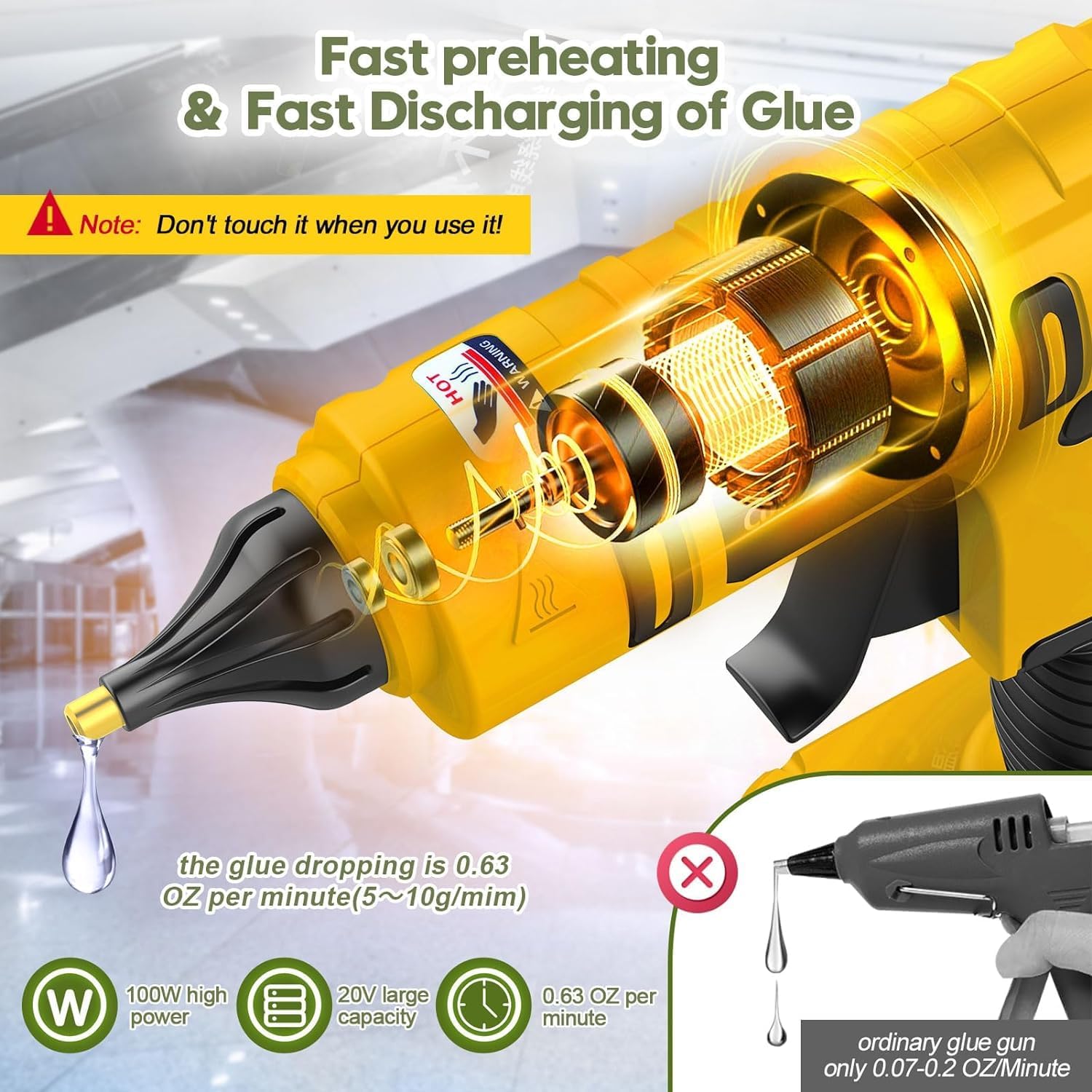 100W Akku-Heißklebepistole für – Hot Melt Glue Gun Cordless Bewertung und Preis